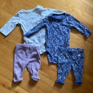 Little planet by Carter's organic cotton bird floral onesie pant set three mo